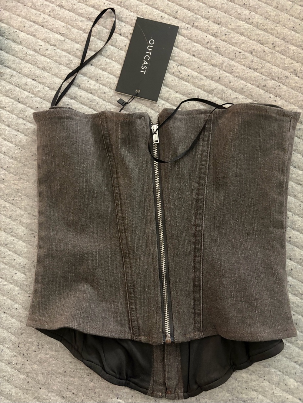 Outcast Women's Strapless Corset Bustier in Dark Gray